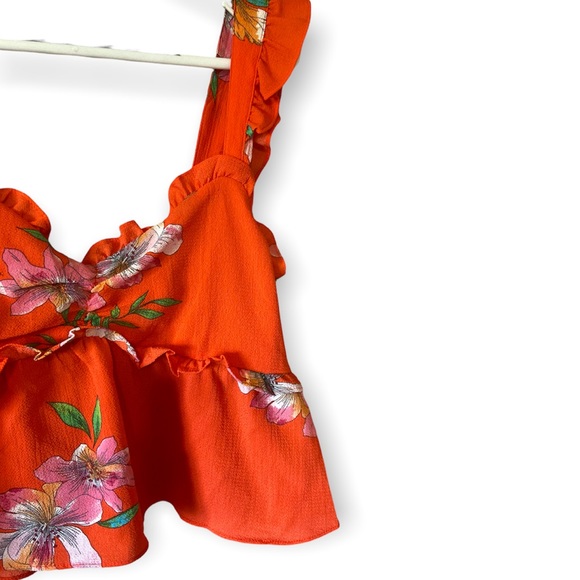 TIMING Coral Floral Crop Top size M - Picture 3 of 4